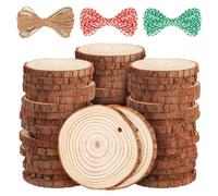 LOOFORE Dischi Legno 54 Pezzi, 6-7 CM Diametro, Dischetti di Legno Forati, Naturale Rotondo per la Decorazione di Nozze, Decorazioni Natalizie