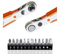 Loofu Set di 12 cacciaviti magnetici, mini chiave a cricchetto da 1/4", 12 punte per cacciavite con attacco da 1/4" ad alta coppia offset reversibile mini cacciavite offset a cricchetto