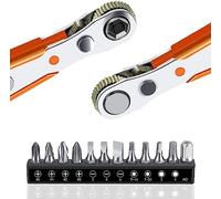Loofu Set di 12 cacciaviti magnetici, mini chiave a cricchetto da 1/4", 12 punte per cacciavite con attacco da 1/4" ad alta coppia offset reversibile mini cacciavite offset a cricchetto