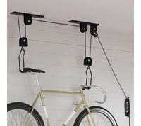 LoogCape 2 sollevatori per biciclette, montaggio a soffitto, 20 kg, in acciaio nero, per biciclette elettriche, kayak, box da tetto, scala, conservazione sicura e salvaspazio, per cantina e garage
