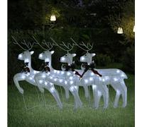 LoogCape 4 renne a LED bianche, 80 LED, illuminazione natalizia per interni ed esterni, con 8 effetti di luce, rete metallica resistente alle intemperie, USB, 42 x 14,5 x 62 cm, cavo da 5 m