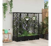 LoogCape Aiuola rialzata con traliccio e tetto in PP, fioriera nera per balcone, terrazza e giardino, 164 x 40 x 121 cm, con irrigazione e serbatoio d'acqua per erbe e verdure
