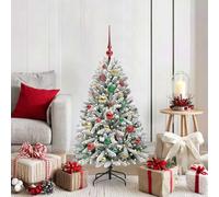 LoogCape Albero di Natale artificiale, 120 cm, verde, bianco, in PVC, con illuminazione a LED, decorazione per albero di Natale, struttura stabile, facile montaggio, atmosfera festosa per interni ed