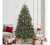 LoogCape Albero di Natale artificiale, 210 cm, in PVC, metallo, con illuminazione a LED, supporto stabile, facile da montare, decorazione festosa per interni ed esterni, include set di palline e