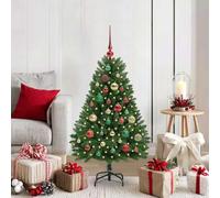 LoogCape Albero di Natale artificiale verde, 120 cm, in PVC e metallo, con illuminazione a LED, supporto stabile, facile da montare, decorazione festosa per interni ed esterni, set di palline incluso