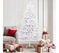 LoogCape Albero di Natale bianco 180 cm con PVC e metallo, con catena luminosa a LED, forma conica stabile, decorazione versatile per un'atmosfera festosa in interni ed esterni