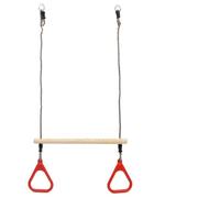 LoogCape Altalena trapezoidale con anelli per bambini, materiali robusti in legno e PE, altezza 110 cm, con anelli e asta, adatta per esterni, promuove le capacità motorie, la coordinazione e lo