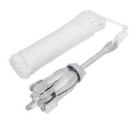 LoogCape Ancoraggio Pieghevole con Corda Argento 6kg in Ghisa Zincata a Caldo Pieghevole per Barche Kayak Canoe Navi Acquatici con 30M Corda Fissaggio Stabile Ideale per Acqua Fiume Mare Porto