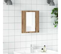 LoogCape Armadietto a specchio LED in rovere Artisan, 40 x 12 x 45 cm, in legno con specchio acrilico, illuminazione RGB, montaggio a parete, mobile da bagno per lavandino e spazio per riporre oggetti