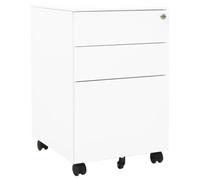 LoogCape Armadietto bianco con ruote, 39 x 45 x 60 cm, in acciaio, per ufficio e casa, chiudibile con cassetti, cartella sospesa, spazio per riporre documenti