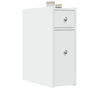 LoogCape Armadietto da bagno stretto con ruote, in legno bianco, contenitore con cassetti e spazio per riporre oggetti, per bagno, cucina, corridoio, con guide in metallo