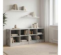 LoogCape Armadietto da letto, 2 pezzi, grigio cemento, 66 x 33 x 48 cm, per camera da letto, cassettiera con 4 scomparti e spazio per soggiorno, corridoio, ufficio