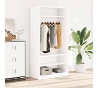 LoogCape Armadio bianco, 100 x 50 x 200 cm, in legno con 4 scomparti e asta appendiabiti, ideale per camera da letto, corridoio o spogliatoio, soluzione robusta
