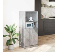 LoogCape Armadio da cucina grigio cemento in legno 57 x 41,5 x 131,5 cm con ante, scomparti aperti e portata di 60 kg come dispensa, armadietto alto, armadietto basso, credenza