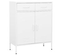 LoogCape Armadio in acciaio bianco, 80 x 35 x 101,5 cm, 2 ante, 2 cassetti con cuscinetto a sfera, chiudibile a chiave, per ufficio, cantina, garage, officina, ordine nella vita quotidiana