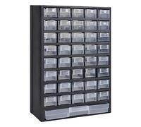 LoogCape Armadio in plastica con 41 scomparti con 40 scomparti piccoli e uno grande, montaggio a parete, trasparente, ideale per officina, garage, sala hobby, conservazione, ordine, mobile