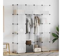 LoogCape Armadio modulare bianco con 14 scomparti, 37 x 146 x 180,5 cm, spazio flessibile per camera da letto, cameretta dei bambini, corridoio, organizer, facile montaggio, supporto protettivo