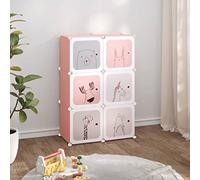 LoogCape Armadio modulare per bambini con 6 cubi rosa, in polipropilene, scarpiera, supporto basculante, cassettiera impilabile, salvaspazio, per corridoio, corridoio e camera da letto, con spazio
