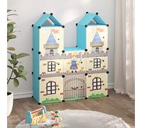 LoogCape Armadio modulare per bambini con 8 cubi blu in PP e acciaio, impilabile, salvaspazio, facile da pulire, 109,5 x 36,5 x 127 cm, per cameretta dei bambini, corridoio e stoccaggio