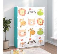 LoogCape Armadio modulare per bambini verde in PP e acciaio, 12 cubi, impilabile e salvaspazio per camera da letto, corridoio o ingresso, con anta e spazio per sistemi di organizzazione