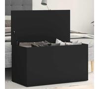 LoogCape Baule portaoggetti, nero, 84 x 42 x 46 cm, in legno, soluzione versatile per camera da letto, soggiorno, cameretta dei bambini, corridoio, con coperchio e design robusto in legno