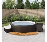 LoogCape Bordo per vasca idromassaggio in polyrattan nero, in legno di acacia, accessorio per piscina, vasca idromassaggio, vasca idromassaggio, piscina fuori terra, copertura per riscaldamento