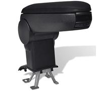 LoogCape Bracciolo regolabile per VW New Polo 2011, nero, con vano portaoggetti in robusto ABS per un comfort di guida confortevole e conservazione sicura nel veicolo