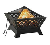 LoogCape Braciere in acciaio con attizzatoio, 64 cm, XXL, per giardino, terrazza, esterno, decorativo e irradiante di calore, con griglia di sicurezza