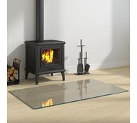 LoogCape Braciere in vetro trasparente, 100 x 60 cm, vetro di sicurezza resistente al calore, per camino, forno, protezione del pavimento e del pavimento, antigraffio, infrangibile, per stufa a legna