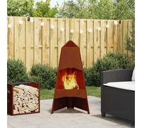 LoogCape Braciere marrone, 50 x 50 x 95 cm, in acciaio resistente alle intemperie, per giardino, terrazza, decorazione per esterni, durevole, resistente al calore fino a 600 °C, ideale per serate