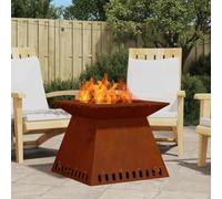 LoogCape Braciere marrone, 60 x 60 x 50 cm, in acciaio resistente alle intemperie, per giardino, terrazza, decorazione esterna, riscaldatore con ventilazione aperta, forno resistente al calore, per