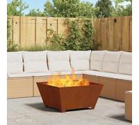 LoogCape Braciere marrone, 80 x 80 x 40 cm, in acciaio resistente alle intemperie, per giardino, terrazza, esterno, stufa durevole con calore fino a 600 °C, ideale per fuochi esterni