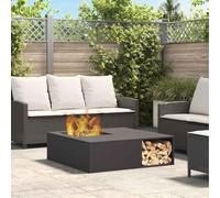 LoogCape Braciere nero, 100 x 100 x 30 cm, in acciaio, per giardino, terrazza, esterno, resistente alle intemperie, resistente al calore, durevole, ideale per riunioni all'aperto, falò, calore e