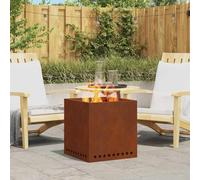 LoogCape Braciere senza fumo, marrone, 48 x 48 x 50 cm, in acciaio resistente alle intemperie, per giardino, terrazza, balcone, camino per esterni con combustione secondaria