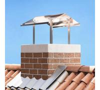LoogCape Cappa per camino argento, 50 x 60 x 37 cm, in acciaio inox, per caminetti esterni, resistente alle intemperie, protezione da pioggia e sporco, design moderno, durevole, leggera, facile da