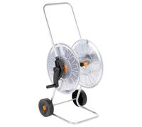 LoogCape Carrello per tubo da giardino da 60 m con robusto telaio in acciaio, portatile e automatico, ideale per giardino, terrazza, balcone, garage, prato, irrigazione dell'acqua
