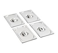LoogCape Coperchio in acciaio inox per contenitori GN 1/4, 4 pezzi, copertura universale per gastronomia, hotel, feste, buffet, robusto, antigraffio, facile da pulire, 265 x 162 mm