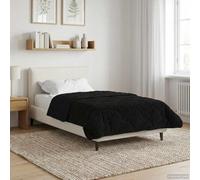 LoogCape Coperta estiva nera, 135 x 200 cm, in microfibra, pile, traspirante, leggera, lavabile, per l'estate e le mezze stagioni, elegante coperta con motivo trapuntato per notti accoglienti in