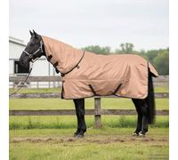 LoogCape Coperta per cavallo, cappuccino, 105 cm, impermeabile, traspirante, robusta, adatta per stalle e pascoli, antivento, con chiusura regolabile, inclusa patta per coda, leggera, durevole
