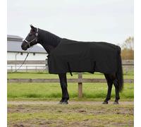 LoogCape Coperta per cavallo, nera, 145 cm, in poliestere, traspirante, impermeabile, antivento, per stalla ed esterni, durevole, leggera, con bavaglino per la pancia, cinghia incrociata, imbottitura