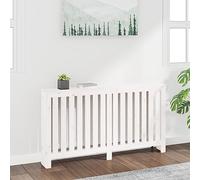 LoogCape Copertura per termosifone, bianca, 153 x 19 x 84 cm, in legno di pino massiccio con design a lamelle, copertura decorativa per termosifone, con kit di montaggio, adatto per accessori per