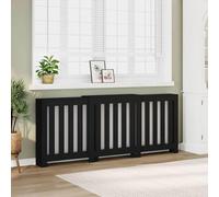 LoogCape Copertura per termosifone, nera, 205 x 21,5 x 83,5 cm, in legno con ripiano, design moderno a doghe per soggiorno, facile montaggio, protezione antipolvere, copertura decorativa per