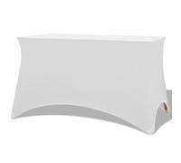 LoogCape Copritavolo elasticizzato, 2 pezzi, 120 x 60,5 x 74 cm, bianco, rivestimento elastico, protezione per sala da pranzo, banchetti, feste, mobili antiscivolo e impermeabili