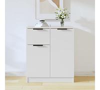 LoogCape Credenza bianca, 60 x 30 x 70 cm, in legno, con 4 scomparti e cassetto, per soggiorno, sala da pranzo, corridoio, ufficio, spazio per riporre oggetti