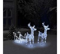 LoogCape Decorazione natalizia a forma di renna, slitta con 160 LED, 130 cm, in acrilico, resistente alle intemperie, per giardino, balcone, terrazza, casa, per esterni e interni