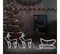 LoogCape Decorazione natalizia con renne e slitta, con 576 LED, per interni ed esterni, impermeabile, lunghezza della corda da 16 metri, bianco freddo, efficienza energetica, decorazione invernale