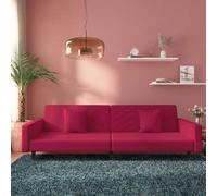 LoogCape Divano letto 2 posti con 2 cuscini, velluto rosso vinaccia, trasformabile, salvaspazio per soggiorno, camera degli ospiti, piccoli spazi, design robusto
