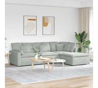 LoogCape Divano modulare con poggiapiedi e imbottitura in velluto grigio chiaro per un design flessibile del paesaggio domestico, con accessori per l'espansione e la riconfigurazione