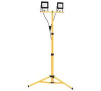 LoogCape Faretto LED con treppiede, 2 x 30 W, luce bianca fredda, lampada da lavoro portatile, resistente alle intemperie, 4200 lm, angolo di diffusione di 120°, altezza regolabile, ideale per