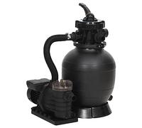 LoogCape Impianto di filtraggio a sabbia per piscina con prefiltro, nero, 10 m³/h, pompa filtrante per piscine fuori terra, purificazione dell'acqua con valvola a più vie e manometro, alloggiamento in